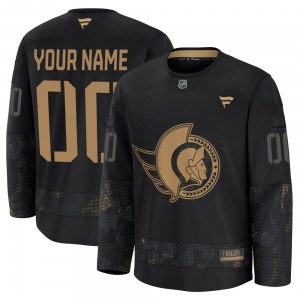 Custom Ottawa Senators Fanatics Premium Black Custom 2024 Military Appreciation Practice Jersey